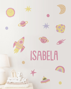 Adesivo Astronauta Com Nome Personalizado - Isabela