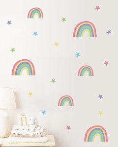 Adesivo de Parede Arco Iris e Estrelas