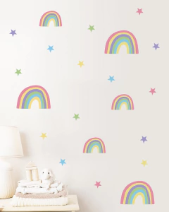 Adesivo de Parede Arco Iris e Estrelas