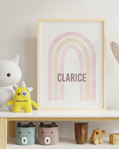 Quadro Personalizado Para Quarto de Bebê - Arco Iris Clarice