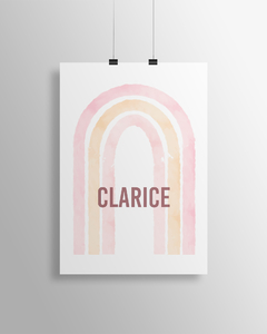 Quadro Personalizado Para Quarto de Bebê - Arco Iris Clarice -  Sweet Little Home Decor - Quadro Infantil Personalizados 