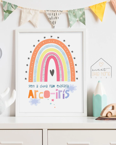Quadro Decorativo Para Quarto de Bebê - Arco-Íris - Sem a Chuva