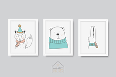 Conjunto Quadros para quarto de bebê - Bichinhos Nordic - comprar online