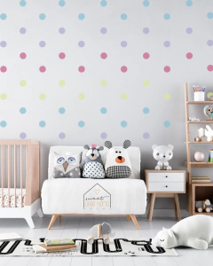 Adesivo Bolinha Para Quarto de Bebê - Colorido