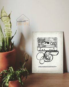 Placa Decorativa - Cassette Hand Draw