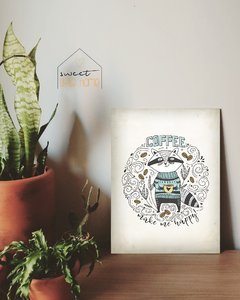 Placa Decorativa - Coffee Make Me Happy