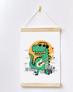 Flâmula para Quarto de Bebê - Dino Rock Star