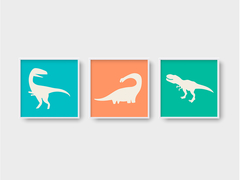 Conjunto 3 Quadros Infantil - Dinossauro 2