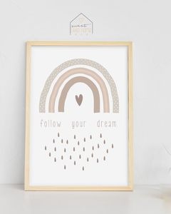 Quadro Decorativo Para Quarto de Bebê - Follow your Dream -  Sweet Little Home Decor - Quadro Infantil Personalizados 