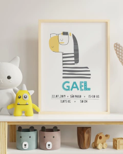 Quadro de Nascimento Zebrinha Escandi - Gael