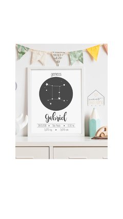 Quadro Nascimento - Zodiaco -  Sweet Little Home Decor - Quadro Infantil Personalizados 