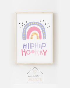 Quadro DecorativoQuarto de Bebê - HipHip HooHay Rosa -  Sweet Little Home Decor - Quadro Infantil Personalizados 