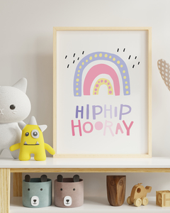 Quadro DecorativoQuarto de Bebê - HipHip HooHay Rosa