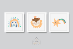 Conjunto Quadros Decorativos - Leão Escandinavo