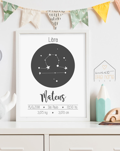 Quadro Nascimento - Zodiaco -  Sweet Little Home Decor - Quadro Infantil Personalizados 