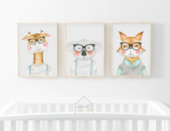 Conjunto Quadros para quarto de bebê - Bichinhos Little Boys
