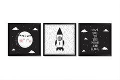 Kit Quadro Decorativo - Love You to the Moon and Back -  Sweet Little Home Decor - Quadro Infantil Personalizados 