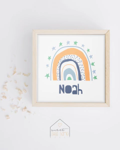 Quadro Decorativo Para Quarto Infantil - Arco-Iris Noah -  Sweet Little Home Decor - Quadro Infantil Personalizados 