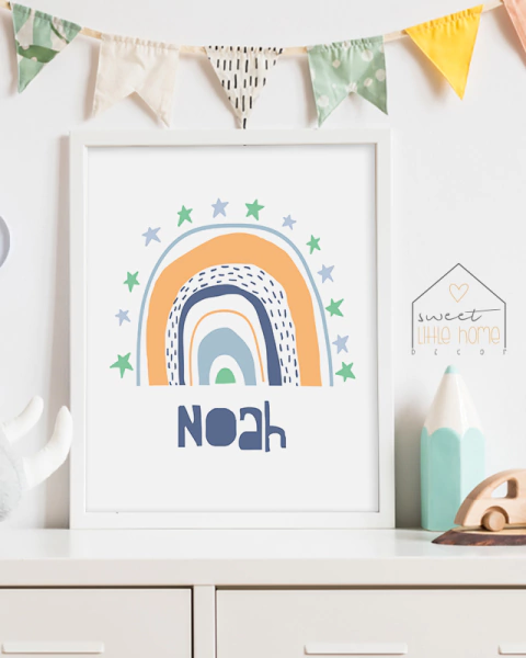 Quadro Decorativo Para Quarto Infantil - Arco-Iris Noah