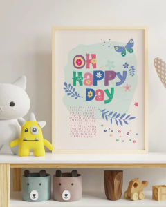 quadro lúdico para quarto de bebe oh happy day
