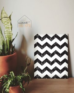 Placa Decorativa - Black Chevron