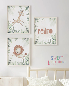 Conj. Quadro Infantil Personalizado - Safari do Pedro