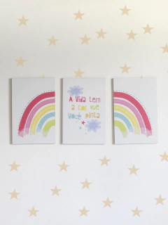 Conjunto Placas Decorativas - A Vida Tem a Cor Que Você Pinta