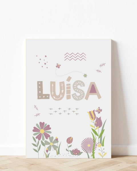 Placa Decorativa - Luisa Floral ( Personalizável )