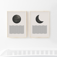 Conjunto Quadros Para Sala - Abstrato Lua