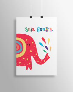 Quadro Elefantinho - Seja Gentil na internet