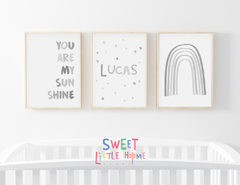 Conjunto Quadros - You Are My Sunshine Cinza