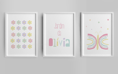 Conjunto 3 Quadros - Jardim da Olívia - comprar online