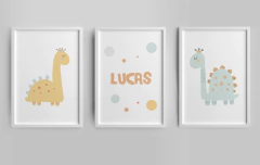 Conjunto 3 Quadros Dinossauro - Lucas - comprar online