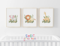 Conjunto 3 Quadros Quarto Bebê - Safari