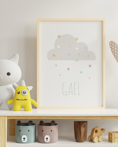 Quadro Quarto Infantil - Gael Com Nuvem