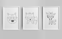 Quadro Infantil Quarto Bebê - Bichinhos Escandinavos