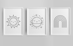 Conjunto 3 Quadros - Lua - Sol - Arco Iris - comprar online