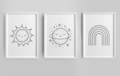 Conjunto 3 Quadros - Lua - Sol - Arco Iris - comprar online