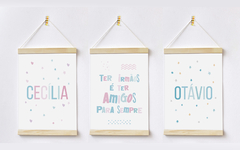 Conjunto 3 Flamulas Quarto Irmãos - Cecilia e Otavio