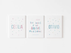 Conjunto Placas Decorativas - Quarto de Irmãos Cecilia e Otavio