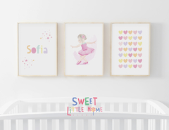Conjunto 3 Quadros Quarto Infantil - Sofia Bailarina