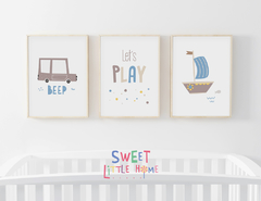 Conjunto 3 Quadros Quarto Infantil - Lets Play - comprar online