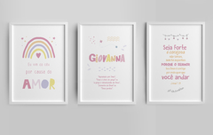 Conjunto 3 Quadros Significado Nome Giovanna - comprar online