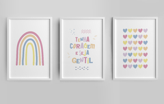 Quadro Quarto Infantil - Tenha Coragem e Corações - comprar online
