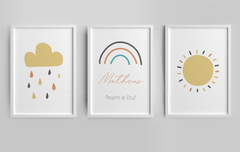 Conjunto 3 Quadros Infantil Significado Nome Matheus - comprar online