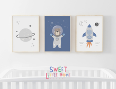 Conjunto 3 Quadros Infantil - Astronauta