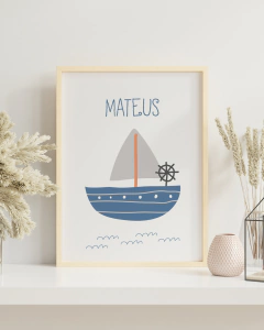 Quadro Infantil - Barquinho Mateus