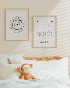 Conjunto Quadro Infantil Personalizado - Leãozinho Nicolas