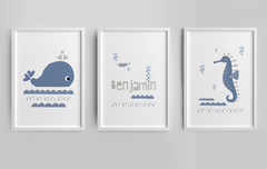 Quadro Personalizado Infantil - Fundo do Mar Benjamin - comprar online