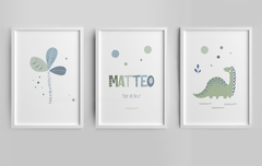 Quadro Infantil Personalizado - Dinossauro Matteo